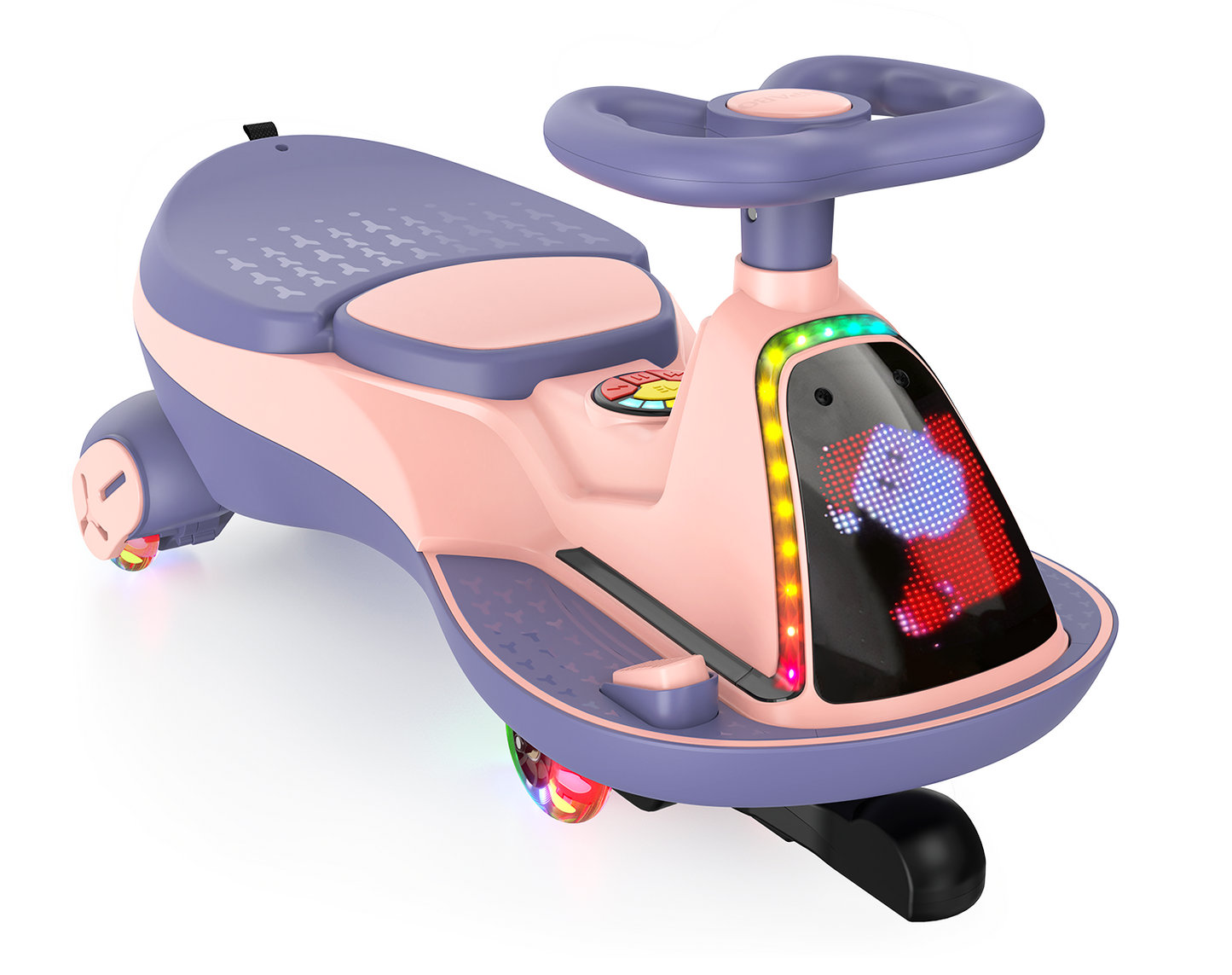East doll 12V Wiggle Car for Kids with LED, Electric Ride on Toys for Toddlers Aged 3+, Swing Wiggle, Baby Car, 2.8-4.1 Mph, Flashing Wheels, Bluetooth(Upgraded Version）