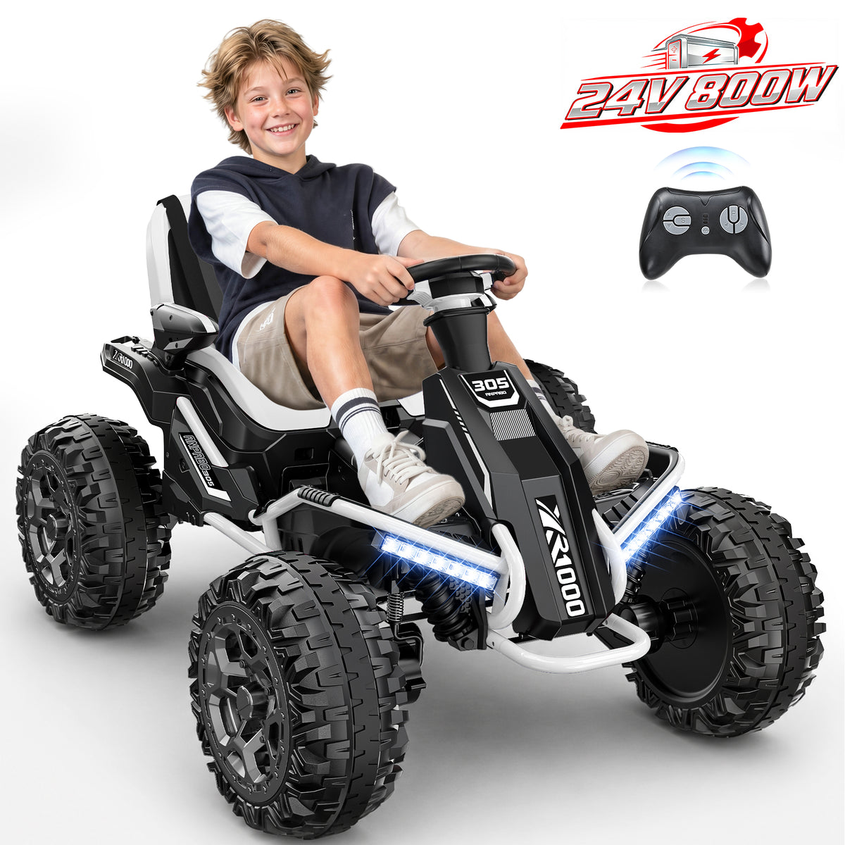 East doll 24V Ride on Toys for Big Kids, 4WD Ride on Car for Kids with 4x200W Motors, Kids Electric Car for Ages 3-12, Parent Remote Control, Adjustable Seat, 5 MPH
