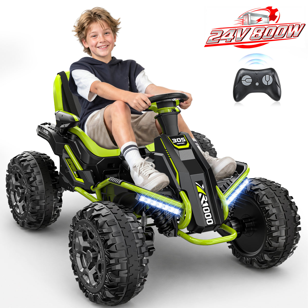 East doll 24V Ride on Toys for Big Kids, 4WD Ride on Car for Kids with 4x200W Motors, Kids Electric Car for Ages 3-12, Parent Remote Control, Adjustable Seat, 5 MPH