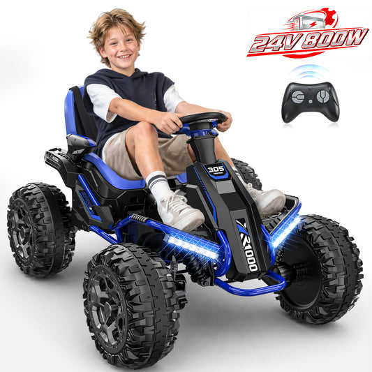 East doll 24V Ride on Toys for Big Kids, 4WD Ride on Car for Kids with 4x200W Motors, Kids Electric Car for Ages 3-12, Parent Remote Control, Adjustable Seat, 5 MPH
