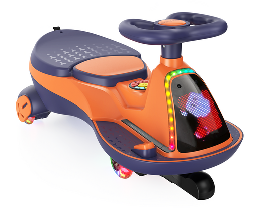 East doll 12V Wiggle Car for Kids with LED, Electric Ride on Toys for Toddlers Aged 3+, Swing Wiggle, Baby Car, 2.8-4.1 Mph, Flashing Wheels, Bluetooth(Upgraded Version）