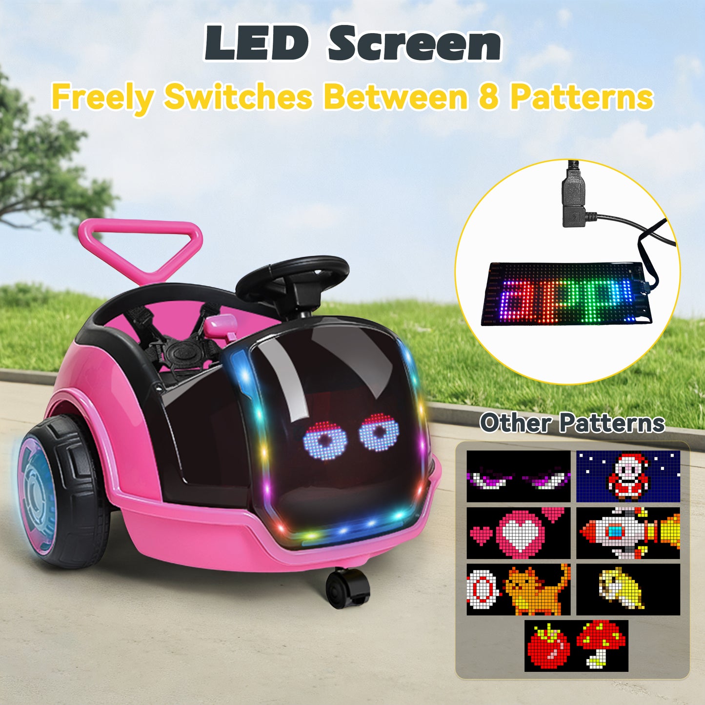 East doll 12V Electric Ride On Toy Car for Toddlers, Kids Puch Car, Outdoor Stroller Toys for Kids, Kids Cars to Ride in, 1-3Y,Remote Control, 1.3-2.5MPH, Music, Horn