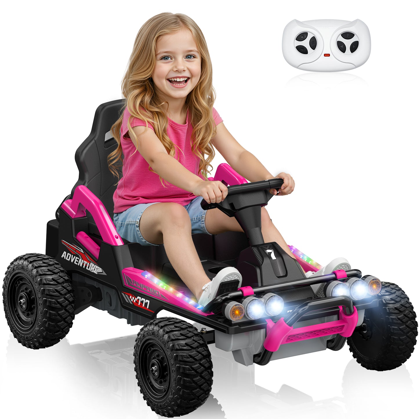East doll 24V Ride on Toys Car for Big Kids Aged 3+, Electric Kart, Power 2X200W Motors, 4 Wheels, Remote Control, Gas Pedal & Brake, 5MPH