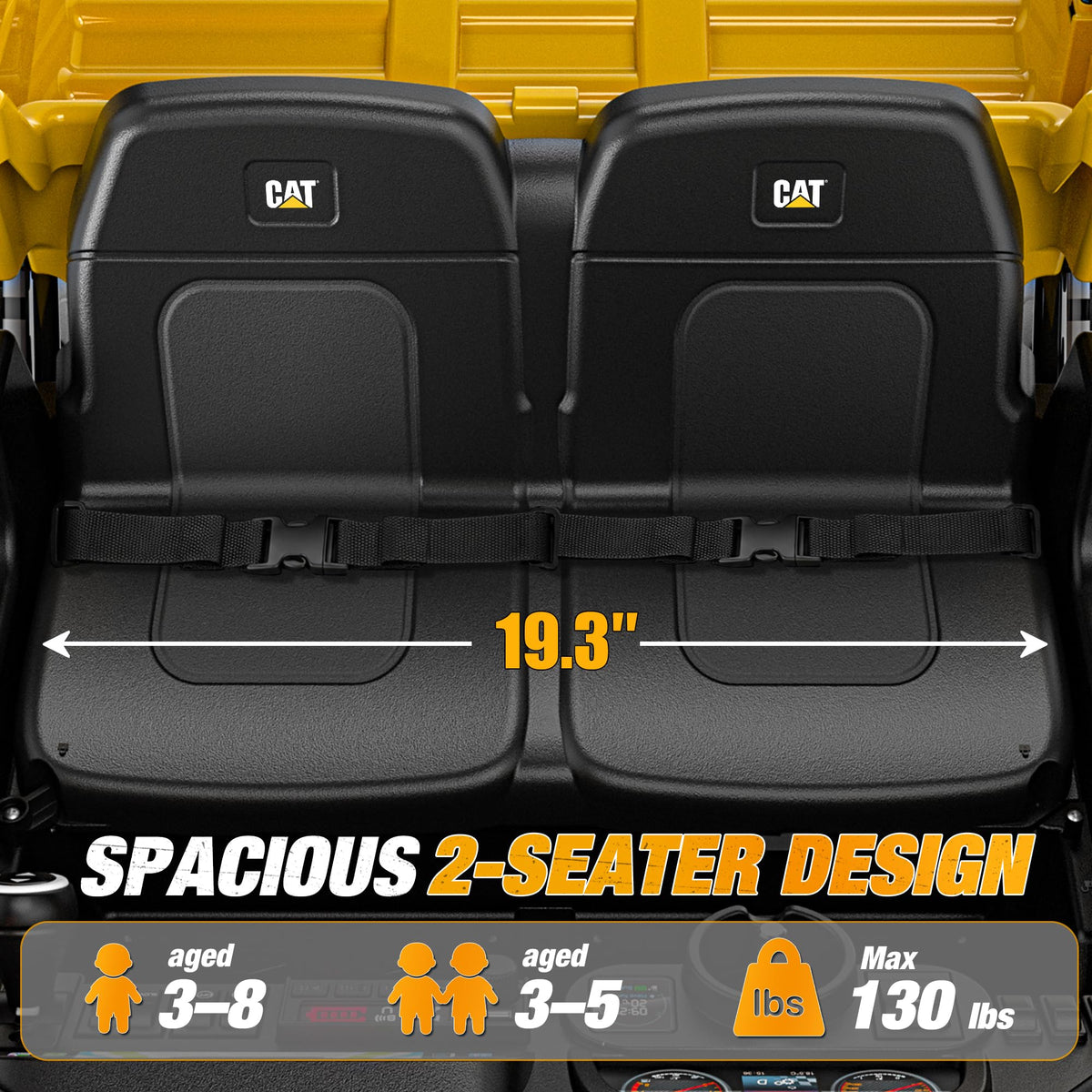 AceCruisers Licensed Caterpillar 24V 2 Seater Ride On Dump Truck for Kids, 4WD w/Remote