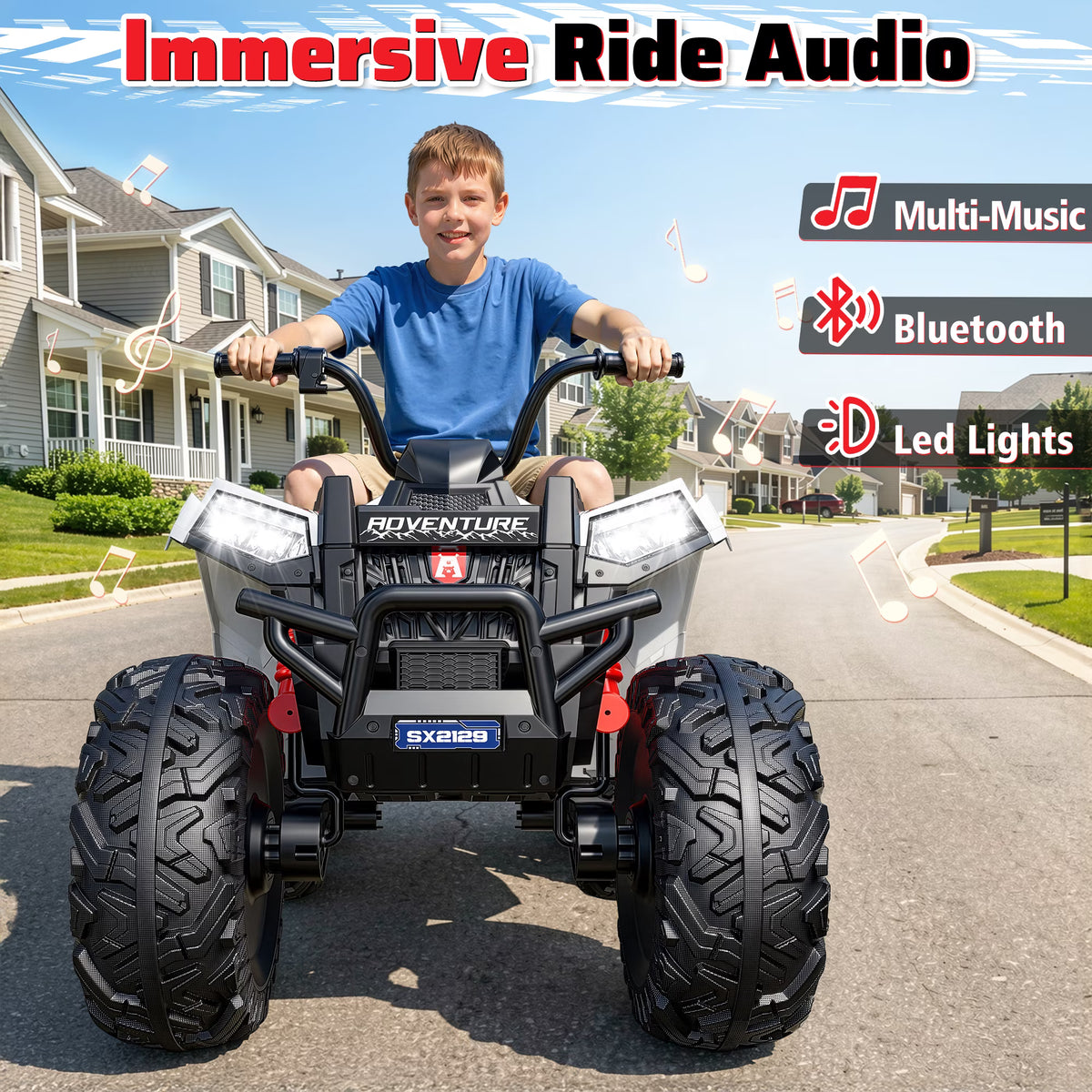 TOYBSNR 24V 2 Seater Kids ATV 4 Wheeler, XXXL 4X4 Ride on Toys with 800W, 17" Big EVA Tires, Electric Car for Kids Ages 5-14, Ride on ATV with Music Bluetooth, Spring Suspension, Max 7.5MPH