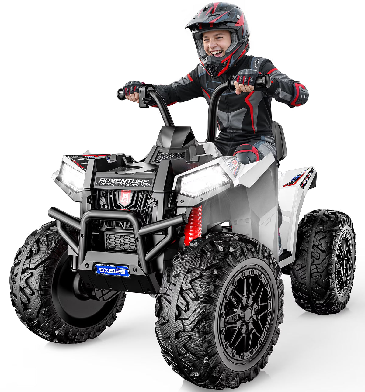 TOYBSNR 24V 2 Seater Kids ATV 4 Wheeler, XXXL 4X4 Ride on Toys with 800W, 17" Big EVA Tires, Electric Car for Kids Ages 5-14, Ride on ATV with Music Bluetooth, Spring Suspension, Max 7.5MPH